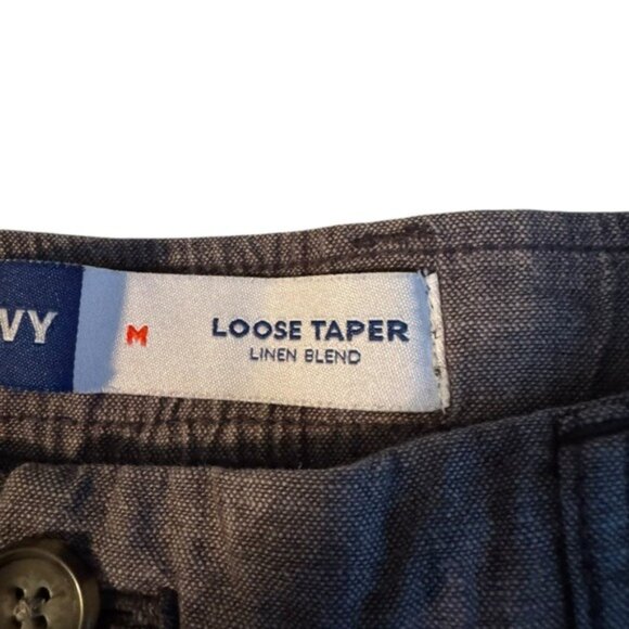 Old Navy Men’s Loose Taper Linen-Blend Ankle Pants Medium Preppy Grey Vacation - Picture 7 of 9